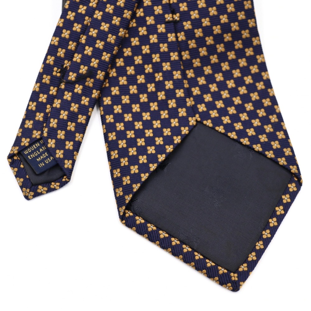 Brooks Brothers Makers Silk Tie Blue Gold Floral Medallion Woven England USA - Picture 4 of 6